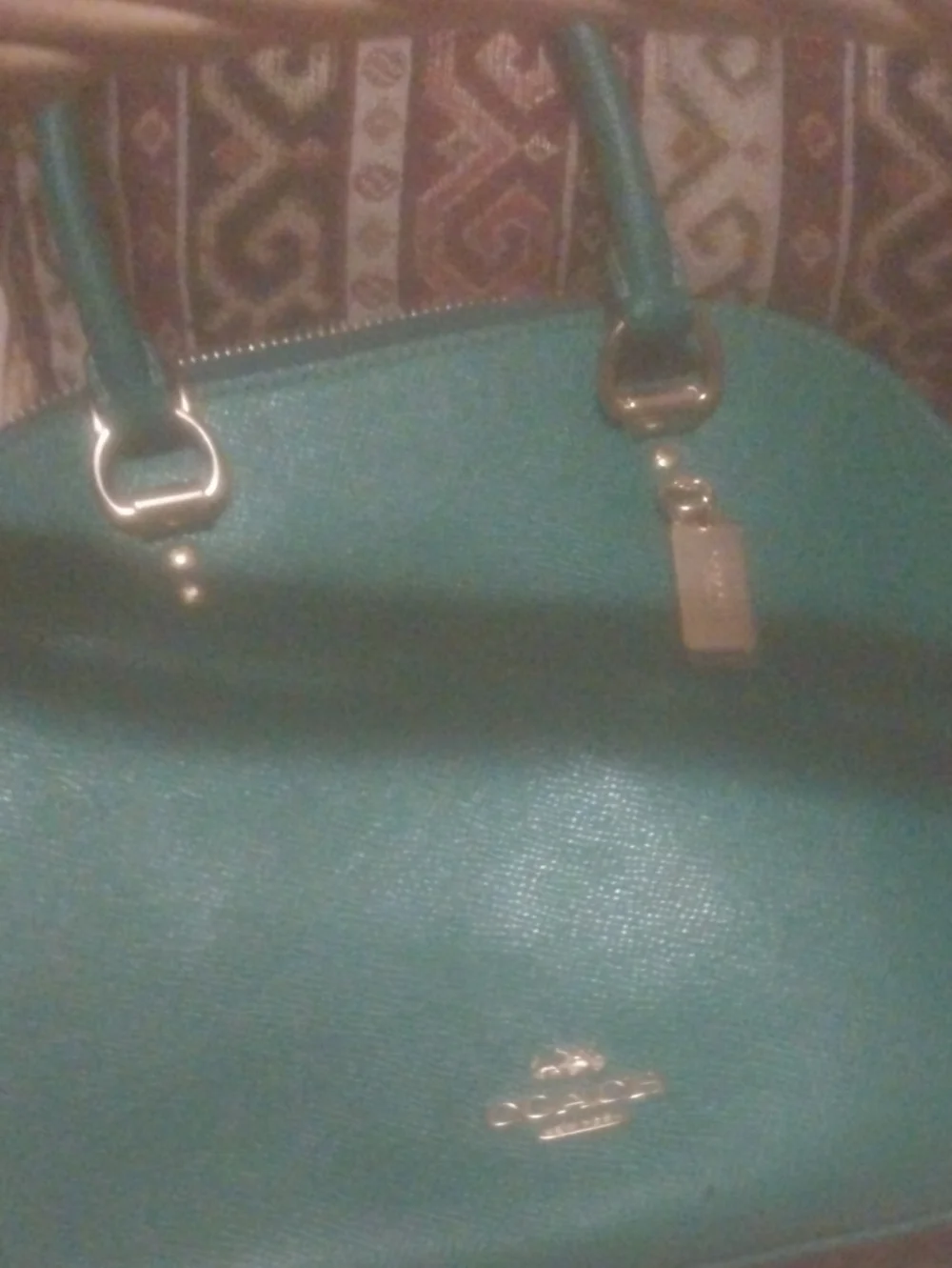 Coach Teal Dome Satchel with Gold-Tone Hardware